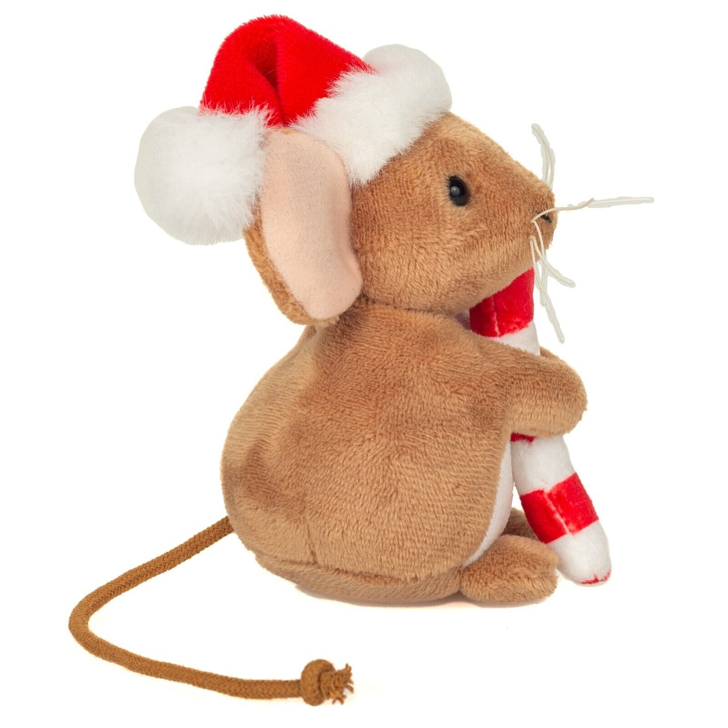 Teddy Hermann Weihnachtsmaus mit Zuckerstange 11 cm aus Plüsch 94616 Kuscheltier