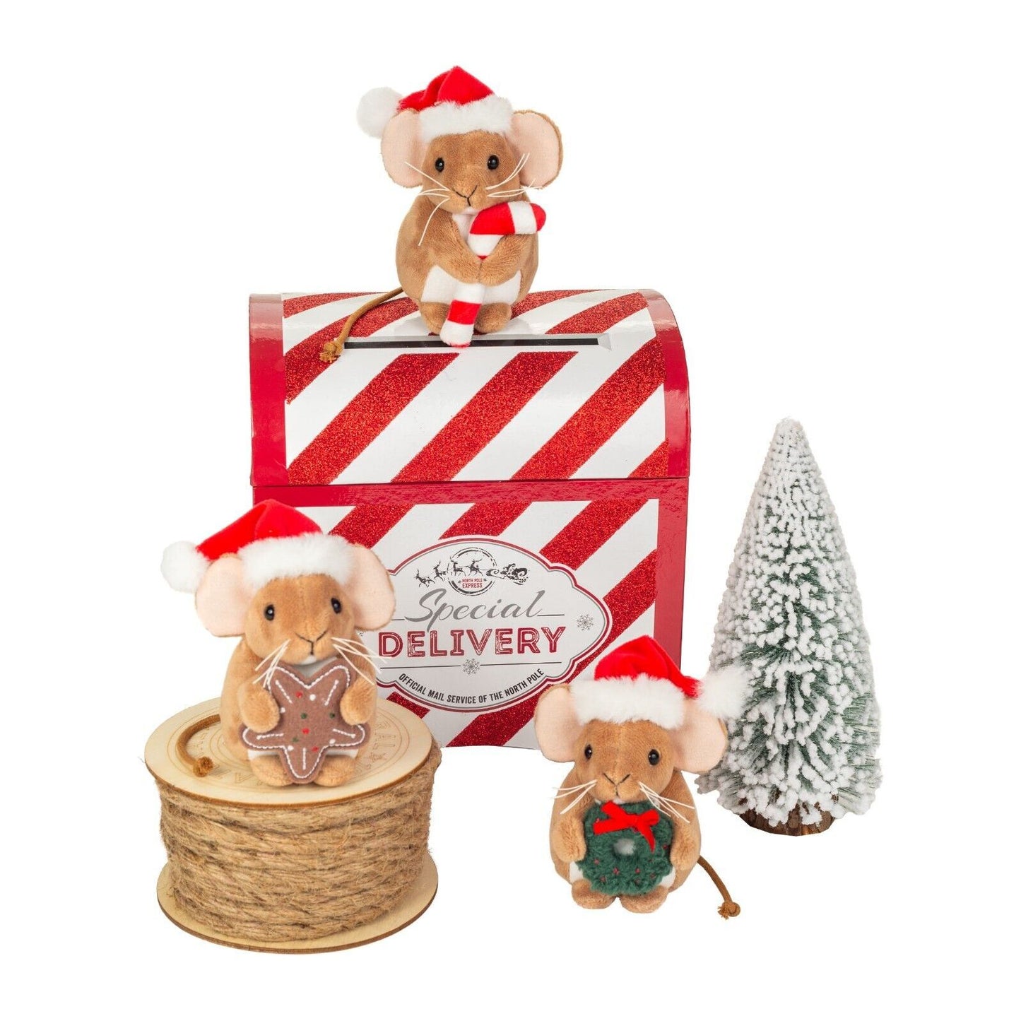 Teddy Hermann Weihnachtsmaus mit Zuckerstange 11 cm aus Plüsch 94616 Kuscheltier