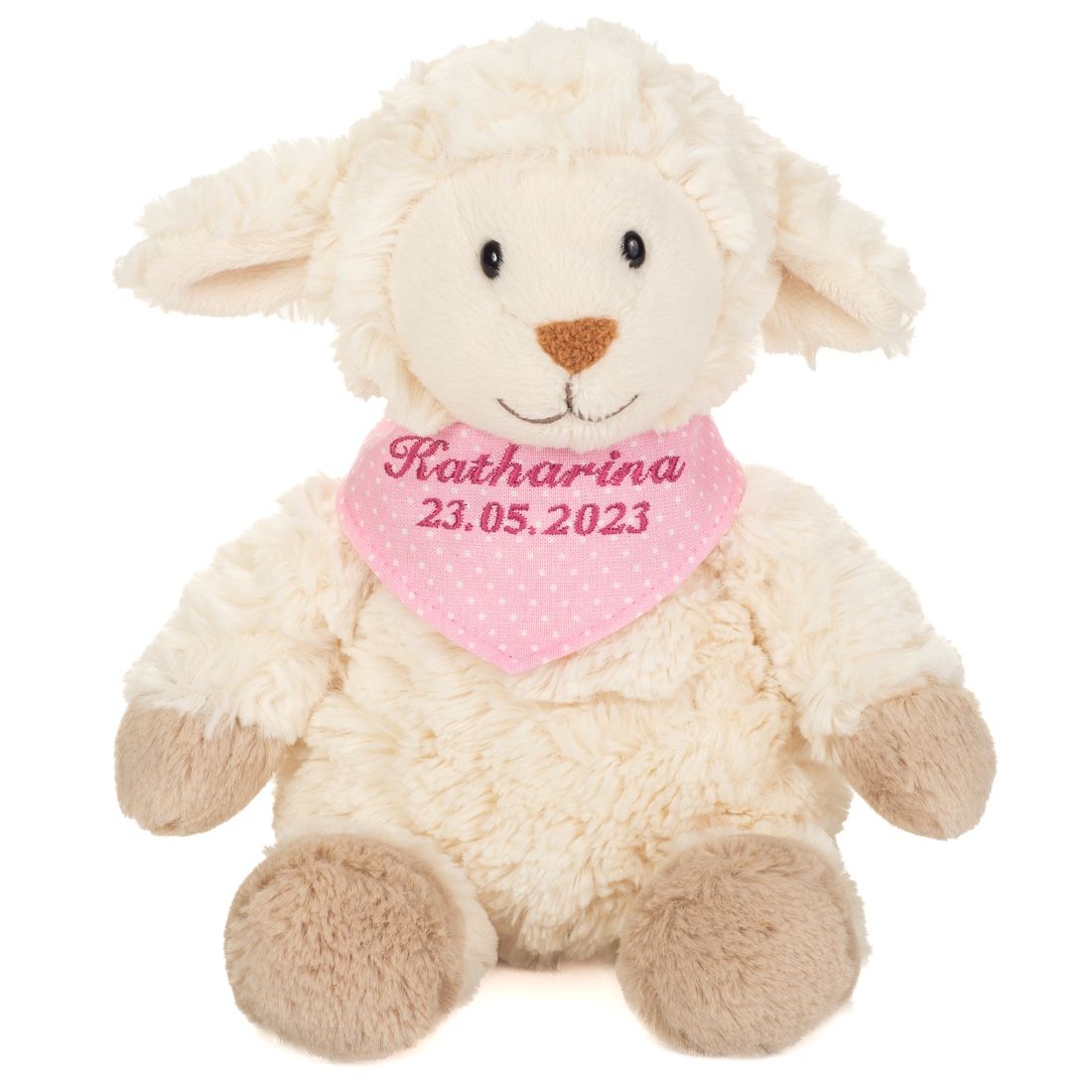 Teddy Hermann Schäfchen Maggi mit individueller Bestickung (rosa Halstuch) 25 cm 94692-rosa-Teddy-Hermann GmbH-Teddy Cool Shop