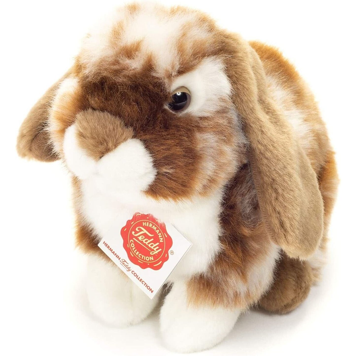 Teddy Hermann Hase sitzend braun weiß gescheckt 20 cm 93724 Kuscheltier Plüschtier