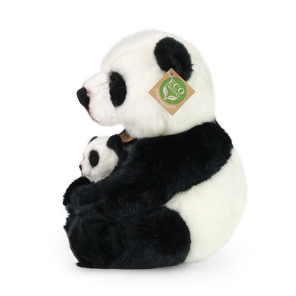 Panda mit Baby sitzend 27 cm Kuscheltier Plüschtier Stofftier Nachhaltig