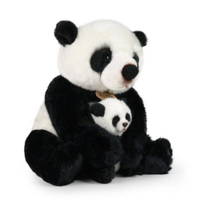 Panda mit Baby sitzend 27 cm Kuscheltier Plüschtier Stofftier Nachhaltig