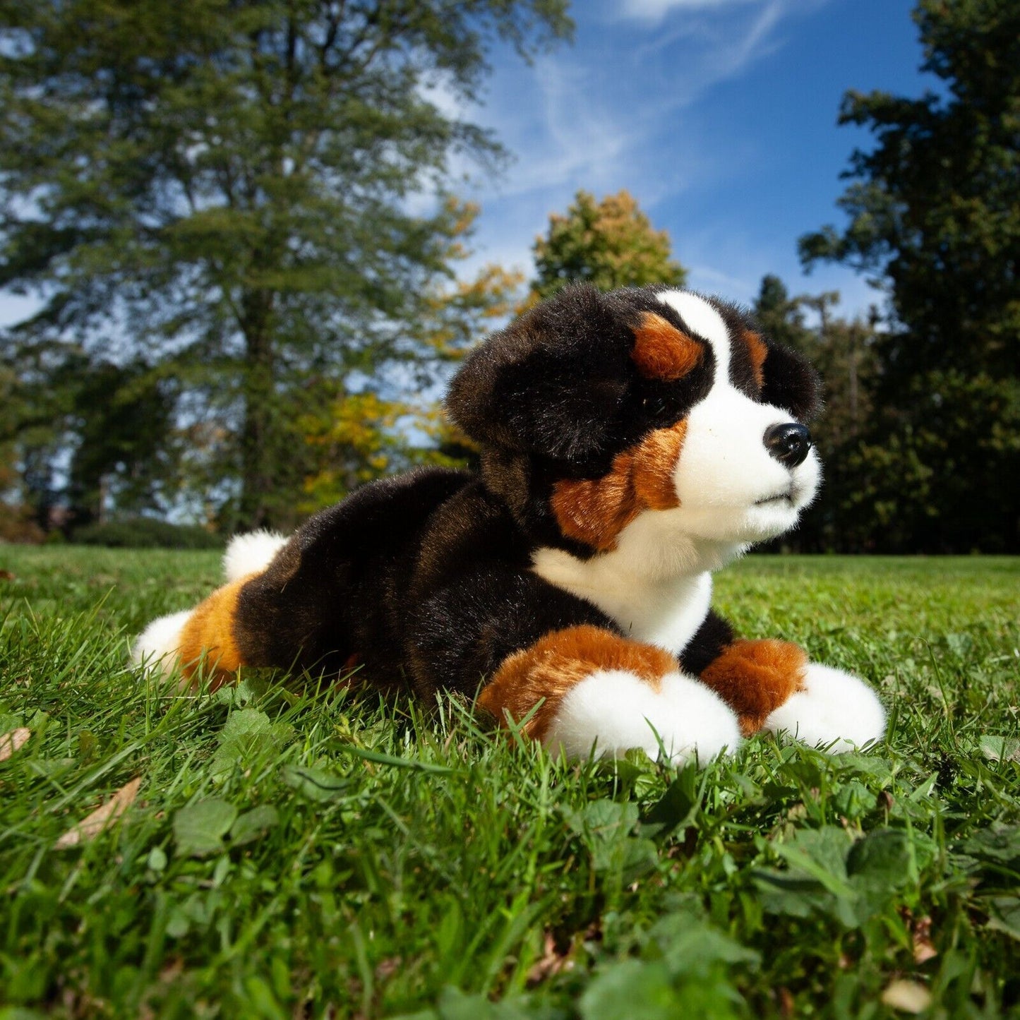 Berner Sennenhund liegend 30 cm Kuscheltier Plüschtier Stofftier Nachhaltig