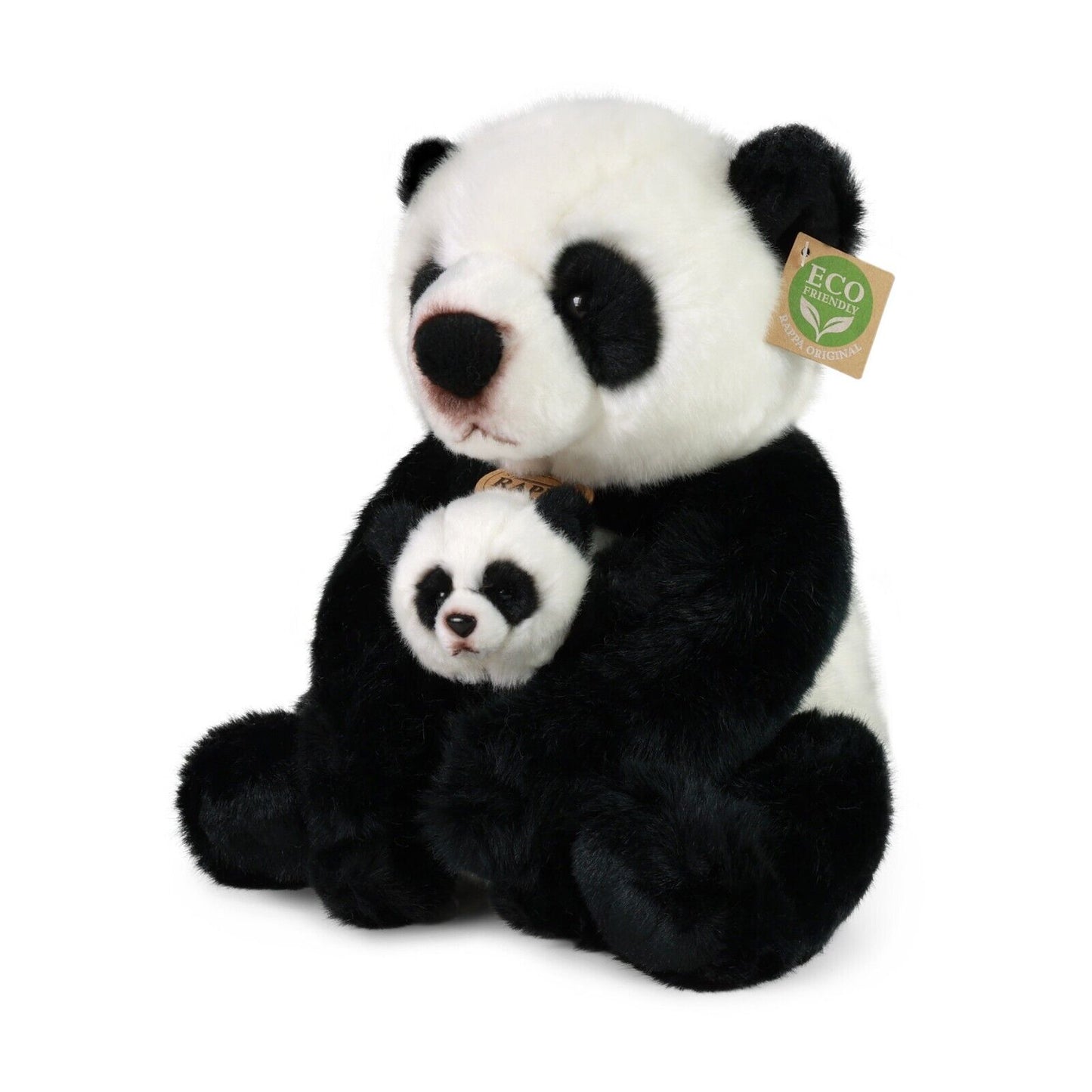 Panda mit Baby sitzend 27 cm Kuscheltier Plüschtier Stofftier Nachhaltig