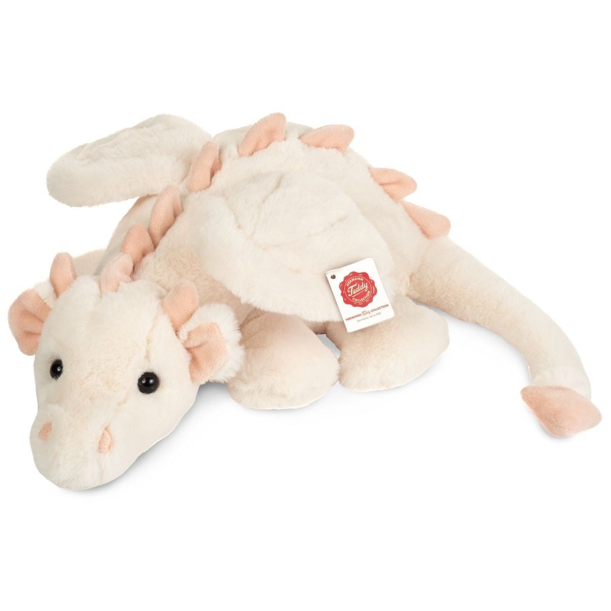 Teddy Hermann Drache Fluffy weiß-rosa 32 cm 94006 Kuscheltier Plüschtier