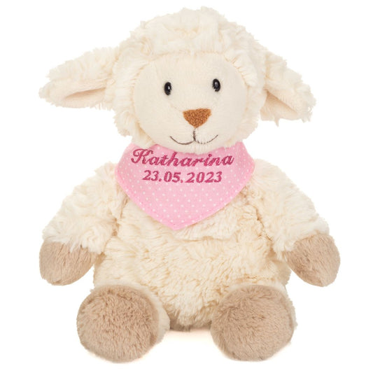 Teddy Hermann Schäfchen Maggi mit individueller Bestickung (rosa Halstuch) 25 cm 94692-rosa-Teddy-Hermann GmbH-Teddy Cool Shop