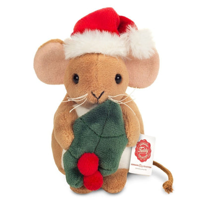 Teddy Hermann Weihnachtsmaus mit Ilexblatt 11 cm 94629 Plüschtier Kuscheltier-Teddy-Hermann GmbH-Teddy Cool Shop