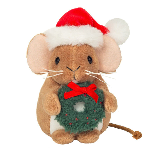 Teddy Hermann Weihnachtsmaus mit Kranz 11 cm aus Plüsch 94617 Kuscheltier-Teddy-Hermann GmbH-Teddy Cool Shop