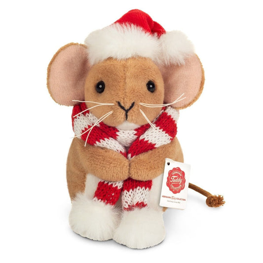 Teddy Hermann Weihnachtsmaus mit Schal 11 cm 94604 Plüschtier Kuscheltier-Teddy-Hermann GmbH-Teddy Cool Shop
